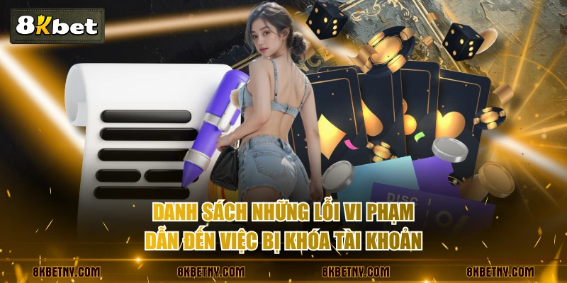 Điều Khoản Dịch Vụ 8KBET - Quy Tắc Đảm Bảo Cá Cược An Toàn 2 Danh sách những lỗi vi phạm dẫn đến việc bị khóa tài khoản